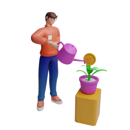 Growing investment money 3D Illustration