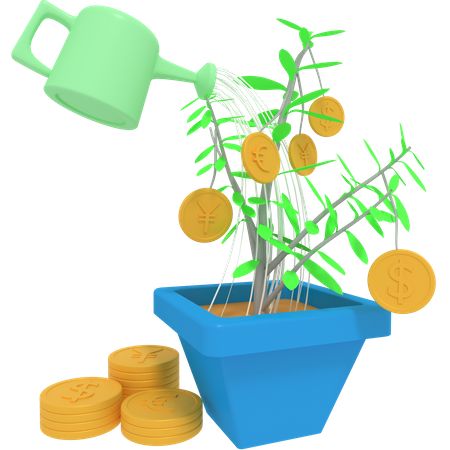 Growing Investment Plant  3D Icon