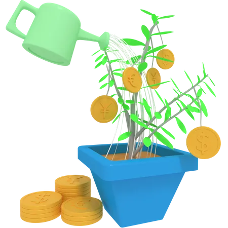 Growing Investment Plant  3D Icon