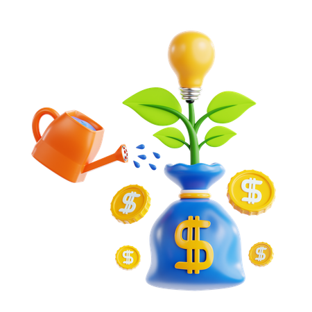 Growing Money Nurturing Ideas with Investments and Resources  3D Icon