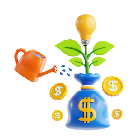 Growing Money Nurturing Ideas with Investments and Resources  3D Icon