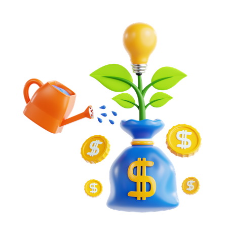 Growing Money Nurturing Ideas with Investments and Resources  3D Icon