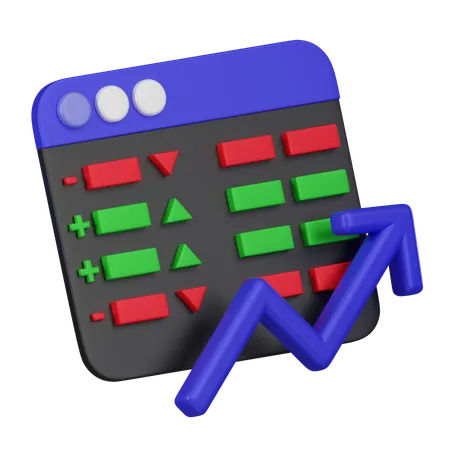 A 3 D Icon Featuring A Stock Ticker With An Upward Trend Arrow Green And Red Buttons Symbolizing Stock Market Tracking And Analysis 3D Icon