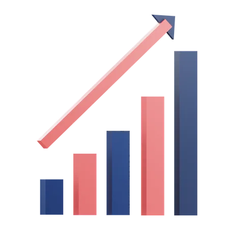 Bar Chart Illustration With Uptrend 3 D Rendering 3D Icon
