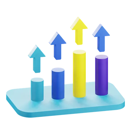 3 D Growth Chart Icon Illustration 3D Icon