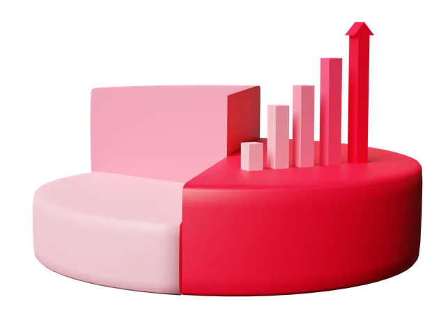 Arrow Bar Graph Pie Chart With Analysis Business Financial Data 3D Icon