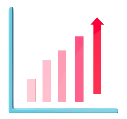Bar Graph Arrow Chart With Analysis Business Financial Data 3D Icon