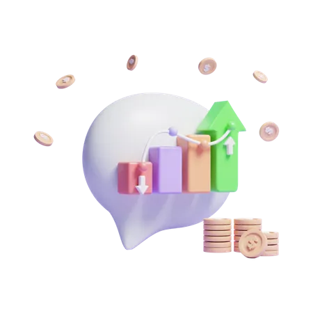 Growth Chart Message  3D Icon