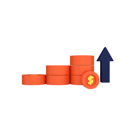 Growth Coin  3D Icon