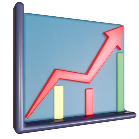 Graph Up With Arrow 3 D Icon With High Resolution Render Business Illustration 3D Icon