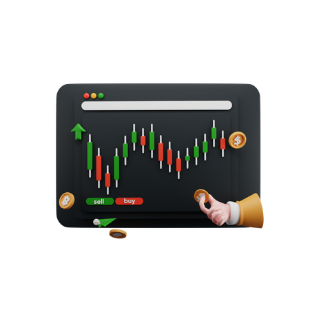 Growth Graph Trading Market  3D Icon