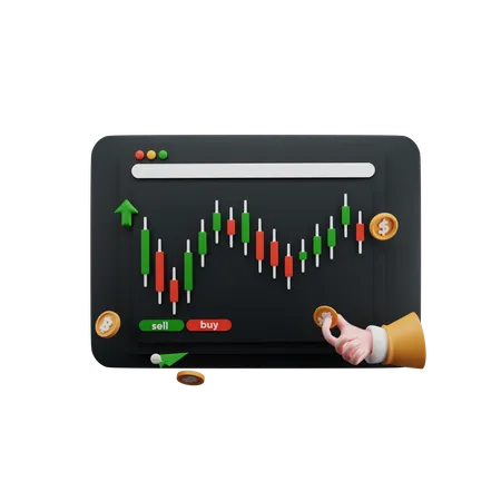 Growth Graph Trading Market  3D Icon