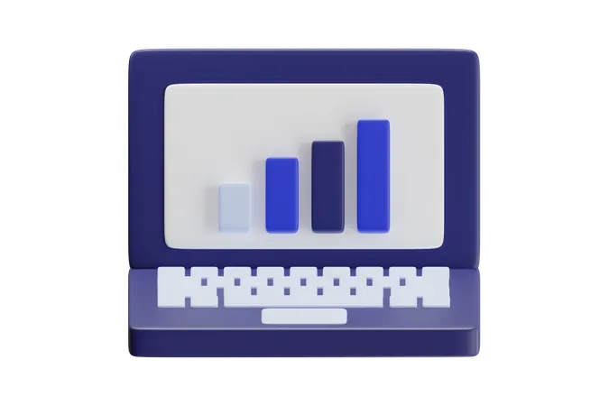 Growth Graphic Laptop  3D Icon