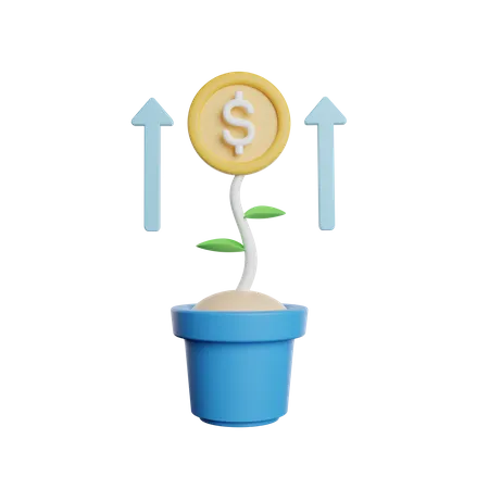 Growth Investment Money 3D Icon