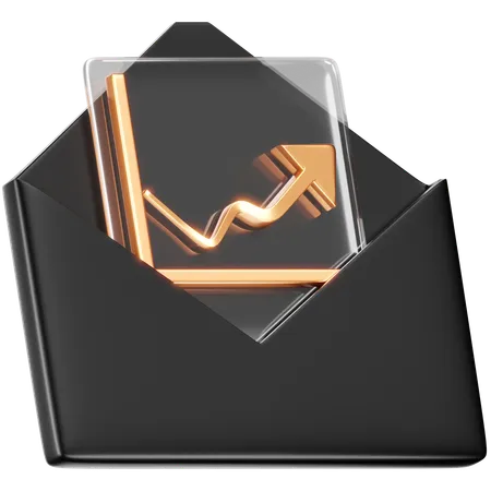 This Icon Features A 3 D Envelope With An Embossed Chart Suggesting The Delivery Of Statistical Data Or Analytical Reports The Metallic Sheen And Copper Accents Give It A Contemporary And Professional Look Ideal For Applications And Services Dealing With Financial Information Market Analysis Or Business Intelligence 3D Icon