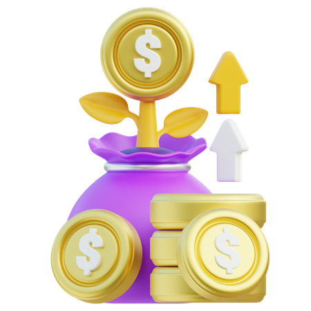 Growth Of Financial Investments Concept  3D Icon