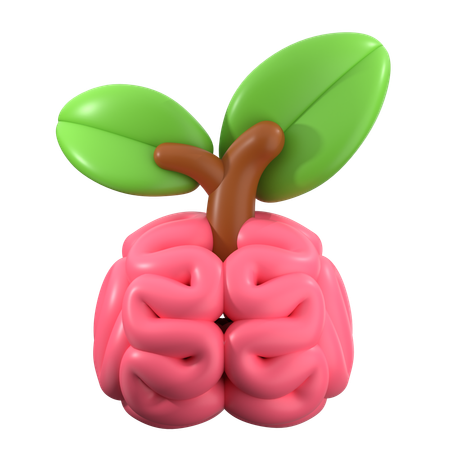 Growth Plant in Brain  3D Icon