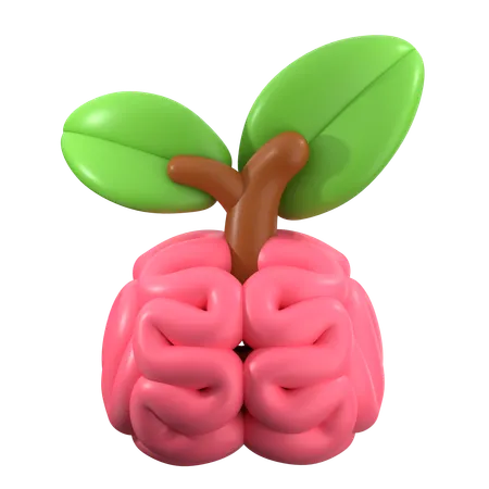 Growth Plant in Brain  3D Icon