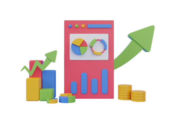 Growth statistics chart  3D Illustration