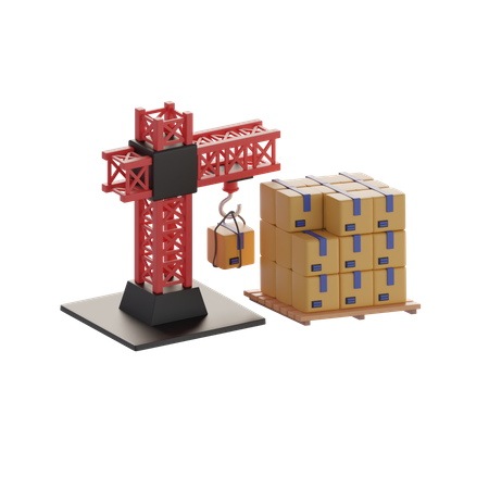 Grua torre con cajas  3D Icon