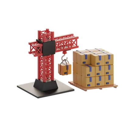 Grua torre con cajas  3D Icon