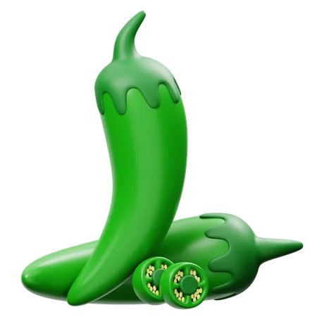 Grüne Chilli  3D Icon