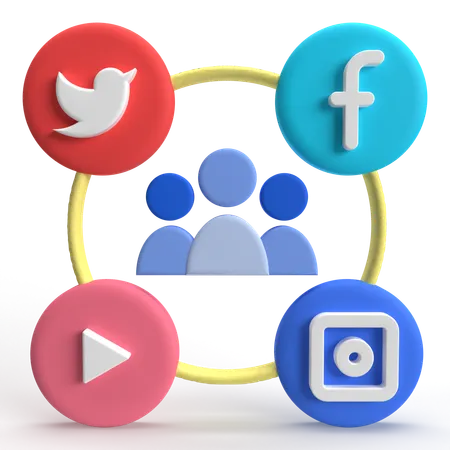 Grupo de redes sociales  3D Icon