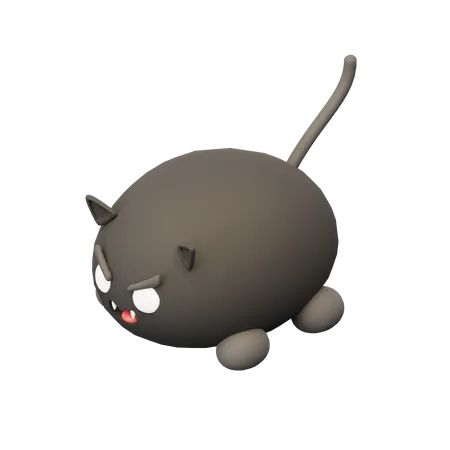 Gruselige schwarze Katze  3D Illustration