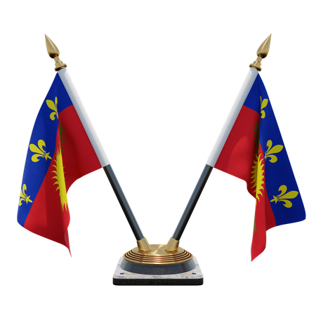 Guadeloupe Double Desk Flag Stand  3D Flag