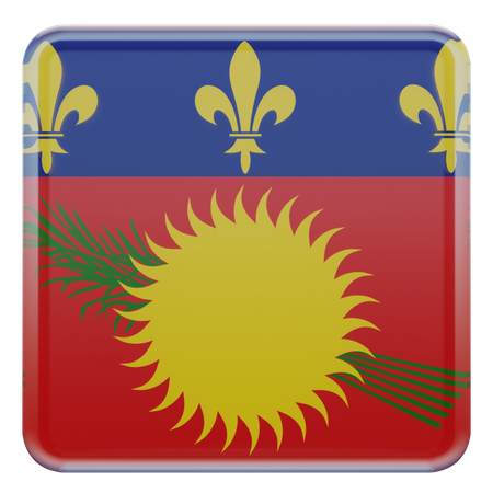 Guadeloupe Square Flag  3D Icon