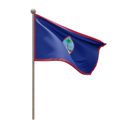 Guam Flag Pole  3D Illustration
