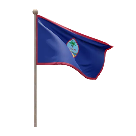 Guam Flag Pole  3D Flag