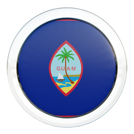 Guam Round Flag  3D Icon