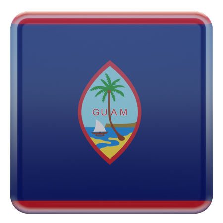 Guam Square Flag  3D Icon