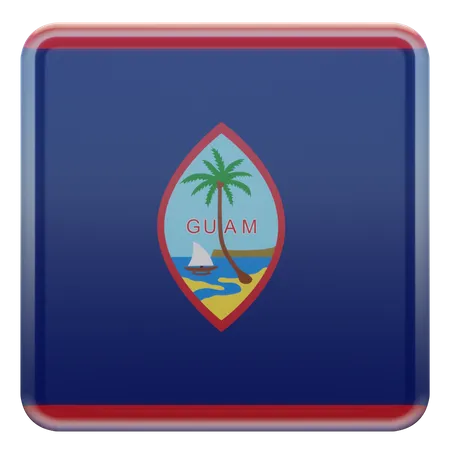 Guam Square Flag  3D Icon