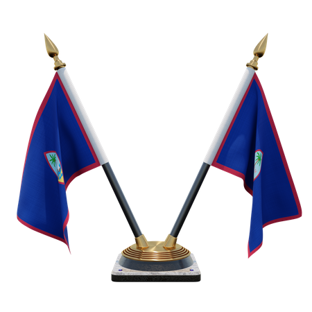 Suporte de bandeira de mesa dupla de Guam  3D Flag