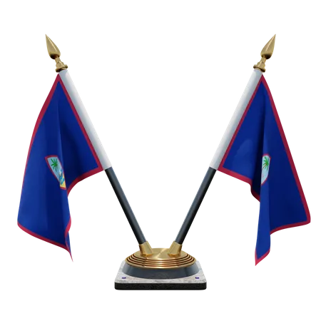 Suporte de bandeira de mesa dupla de Guam  3D Flag