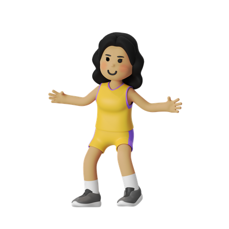 Guard Basketball Player Girl  3D Illustration