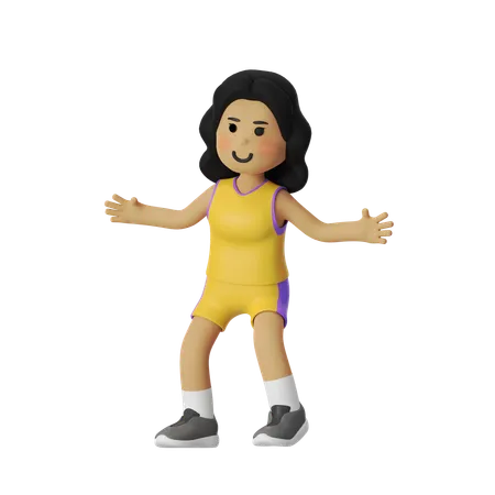 Guard Basketball Player Girl  3D Illustration