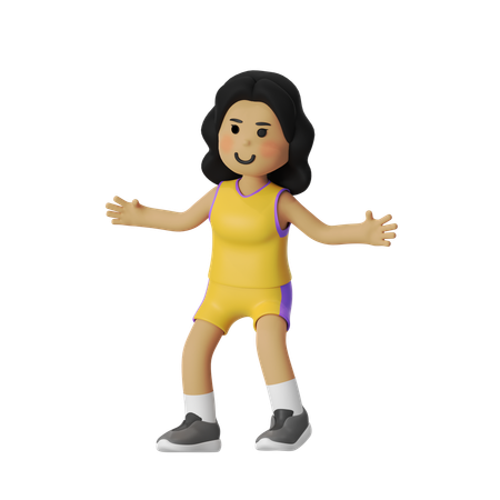 Bewachen Basketballspieler Mädchen  3D Illustration