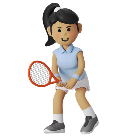 Wache pose tennisspielerin mädchen  3D Illustration