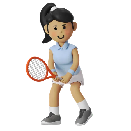 Wache pose tennisspielerin mädchen  3D Illustration