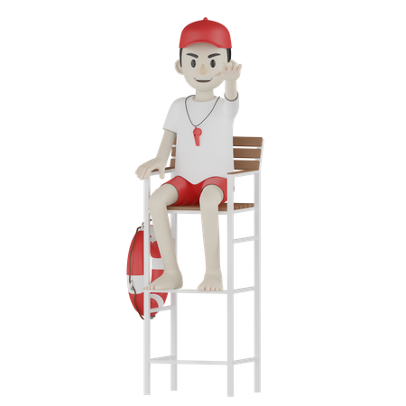 Guarda costeira feliz  3D Illustration