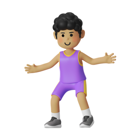 Guarda jogador de basquete menino  3D Illustration