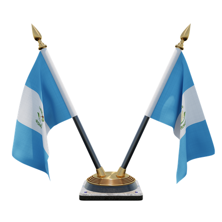 Doppelter Tischflaggenständer für Guatemala  3D Flag