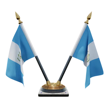 Doppelter Tischflaggenständer für Guatemala  3D Flag