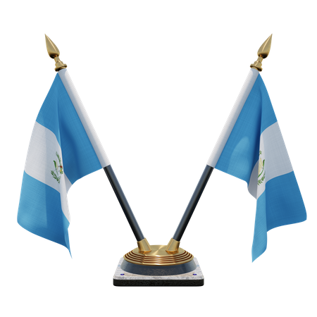 Guatemala Double Desk Flag Stand  3D Illustration