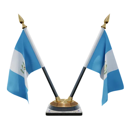 Guatemala Double (V) Desk Flag Stand  3D Icon