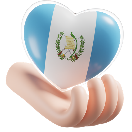 Soin des mains en forme de cœur avec drapeau du Guatemala  3D Icon