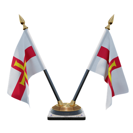 Guernsey Double Desk Flag Stand  3D Flag